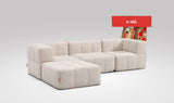 EEAZI modulares Sofa 2 Eckelementelem, 1 Mittelelement, 1 Hocker in Kombination, in Beige