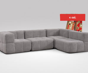 EEAZI modulares Sofa 2 Eckelementelem, 2 Mittelelemente in Kombination, in grauer Farbe