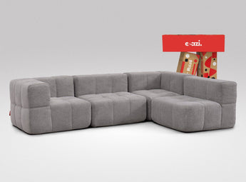 EEAZI modulares Sofa 2 Eckelementelem, 2 Mittelelemente in Kombination, in grauer Farbe