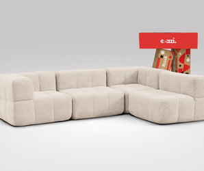 EEAZI modulares Sofa 2 Eckelementelem, 2 Mittelelemente in Kombination, in Beige