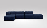 EEAZI modulares Sofa - 1 Eckelement, 2 Mittelelemente, 2 Hocker - blau