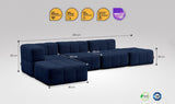 5-teiliges EEAZI Sofa – 1 Eckelement, 2 Mittelelemente, 2 Hocker, in blauer Farbe, Version 1