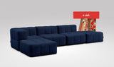 EEAZI modulares Sofa 1 Eckelement, 2 Mittelelemente, 2 Hocker im Set, in blauer Farbe