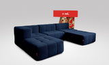 EEAZI modulares Sofa 1 Eckelement, 2 Mittelelemente, 2 Hocker im Set, in blauer Farbe