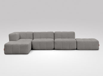 EEAZI modulares Sofa - 1 Eckelement, 2 Mittelelemente, 2 Hocker - grau