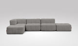 EEAZI modulares Sofa - 1 Eckelement, 2 Mittelelemente, 2 Hocker - grau