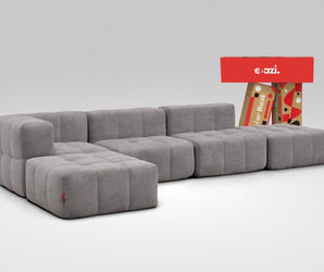 EEAZI modulares Sofa 1 Eckelement, 2 Mittelelemente, 2 Hocker im Set, in grauer Farbe