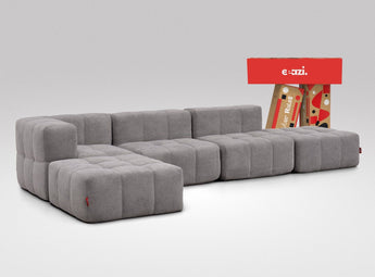 EEAZI modulares Sofa 1 Eckelement, 2 Mittelelemente, 2 Hocker im Set, in grauer Farbe