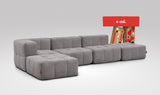 EEAZI modulares Sofa 1 Eckelement, 2 Mittelelemente, 2 Hocker im Set, in grauer Farbe