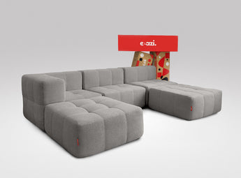 EEAZI modulares Sofa 1 Eckelement, 2 Mittelelemente, 2 Hocker im Set, in grauer Farbe