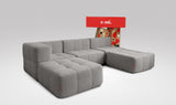 EEAZI modulares Sofa 1 Eckelement, 2 Mittelelemente, 2 Hocker im Set, in grauer Farbe
