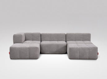 EEAZI modulares Sofa - 1 Eckelement, 2 Mittelelemente, 2 Hocker - grau