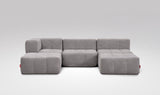 EEAZI modulares Sofa - 1 Eckelement, 2 Mittelelemente, 2 Hocker - grau