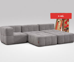 EEAZI modulares Sofa 1 Eckelement, 2 Mittelelemente, 2 Hocker im Set, in grauer Farbe