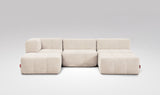EEAZI modulares Sofa - 1 Eckelement, 2 Mittelelemente, 2 Hocker - beige