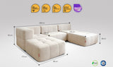 5-teiliges EEAZI Sofa – 1 Eckelement, 2 Mittelelemente, 2 Hocker, in beiger Farbe , Version 2