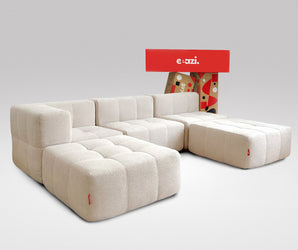EEAZI modulares Sofa 1 Eckelement, 2 Mittelelemente, 2 Hocker im Set, in Beige