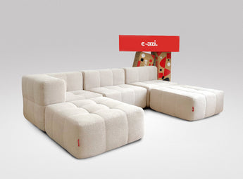 EEAZI modulares Sofa 1 Eckelement, 2 Mittelelemente, 2 Hocker im Set, in Beige