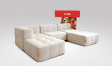 EEAZI modulares Sofa 1 Eckelement, 2 Mittelelemente, 2 Hocker im Set, in Beige