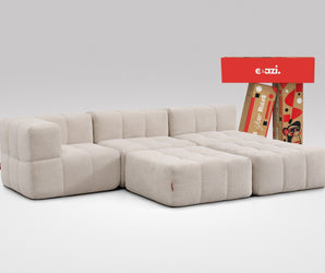 EEAZI modulares Sofa 1 Eckelement, 2 Mittelelemente, 2 Hocker im Set, in Beige