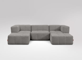 EEAZI modulares Sofa - 2 Eckelementelem, 1 Mittelelement, 2 Hocker - grau