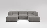 EEAZI modulares Sofa - 2 Eckelementelem, 1 Mittelelement, 2 Hocker - grau
