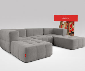 EEAZI modulares Sofa 2 Eckelementelem, 1 Mittelelement, 2 Hocker im Set, in grauer Farbe