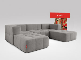 EEAZI modulares Sofa 2 Eckelementelem, 1 Mittelelement, 2 Hocker im Set, in grauer Farbe