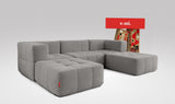 EEAZI modulares Sofa 2 Eckelementelem, 1 Mittelelement, 2 Hocker im Set, in grauer Farbe