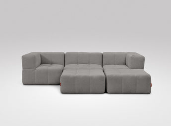 EEAZI modulares Sofa - 2 Eckelementelem, 1 Mittelelement, 2 Hocker - grau