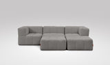 EEAZI modulares Sofa - 2 Eckelementelem, 1 Mittelelement, 2 Hocker - grau