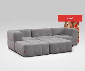 EEAZI modulares Sofa 2 Eckelementelem, 1 Mittelelement, 2 Hocker im Set, in grauer Farbe