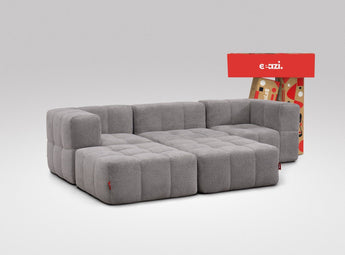 EEAZI modulares Sofa 2 Eckelementelem, 1 Mittelelement, 2 Hocker im Set, in grauer Farbe