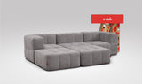 EEAZI modulares Sofa 2 Eckelementelem, 1 Mittelelement, 2 Hocker im Set, in grauer Farbe
