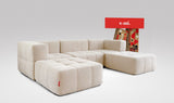 EEAZI modulares Sofa 2 Eckelementelem, 1 Mittelelement, 2 Hocker im Set, in Beige