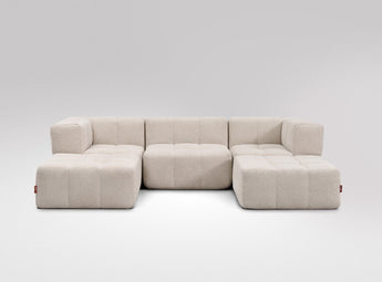 EEAZI modulares Sofa - 2 Eckelementelem, 1 Mittelelement, 2 Hocker - beige