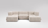 EEAZI modulares Sofa - 2 Eckelementelem, 1 Mittelelement, 2 Hocker - beige