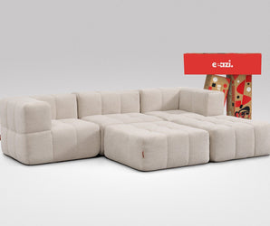 EEAZI modulares Sofa 2 Eckelementelem, 1 Mittelelement, 2 Hocker im Set, in Beige