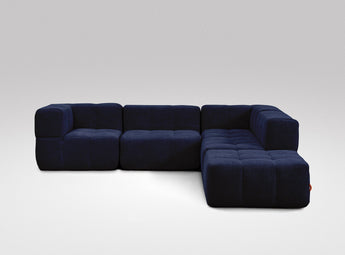 EEAZI modulares Sofa - 2 Eckelementelem, 2 Mittelelemente, 1 Hocker - blau