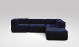 EEAZI modulares Sofa - 2 Eckelementelem, 2 Mittelelemente, 1 Hocker - blau
