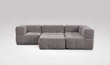 EEAZI modulares Sofa - 2 Eckelementelem, 2 Mittelelemente, 1 Hocker - grau