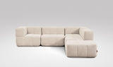 EEAZI modulares Sofa - 2 Eckelementelem, 2 Mittelelemente, 1 Hocker - beige