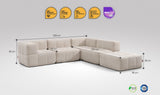 5-teiliges EEAZI Sofa – 2 Eckelement, 2 Mittelelemente, 1 Hocker, in beiger Farbe , Version 1