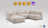 5-teiliges EEAZI Sofa – 2 Eckelement, 2 Mittelelemente, 1 Hocker, in beiger Farbe , Version 3