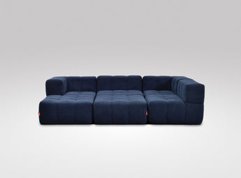EEAZI modulares Sofa - 2 Eckelementelem, 2 Mittelelemente, 2 Hocker - blau