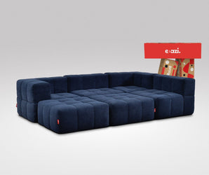 EEAZI modulares Sofa 2 Eckelementelem, 2 Mittelelemente, 2 Hocker im Set, in blauer Farbe
