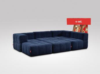 EEAZI modulares Sofa 2 Eckelementelem, 2 Mittelelemente, 2 Hocker im Set, in blauer Farbe