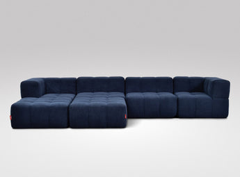 EEAZI modulares Sofa - 2 Eckelementelem, 2 Mittelelemente, 2 Hocker - blau