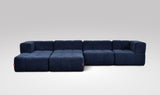 EEAZI modulares Sofa - 2 Eckelementelem, 2 Mittelelemente, 2 Hocker - blau