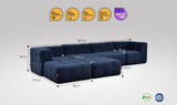6-teiliges EEAZI Sofa – 2 Eckelement, 2 Mittelelemente, 2 Hocker, in blauer Farbe, Version 3